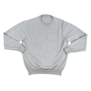 Fay Wool Crew Neck Sweater Heather Gray Large Luxury Basic Layer Old Money Italy